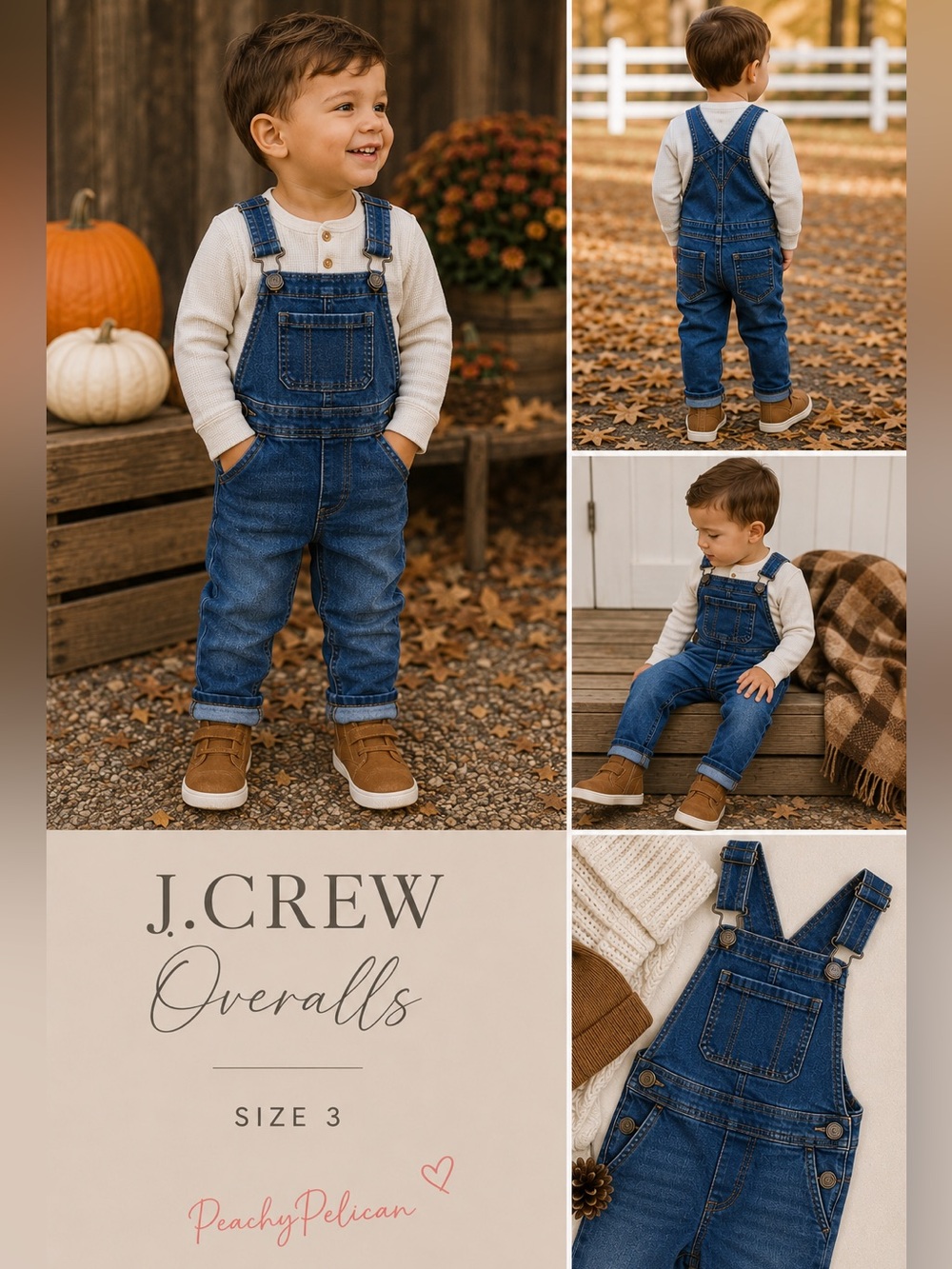 Crewcuts by J.Crew Denim Overalls Size 3 Toddler Unisex Adjustable Bib Jeans